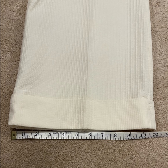 Chloe white ribbed, wide legged cuffed pants Sz T42 (US size 10) - Picture 6 of 10